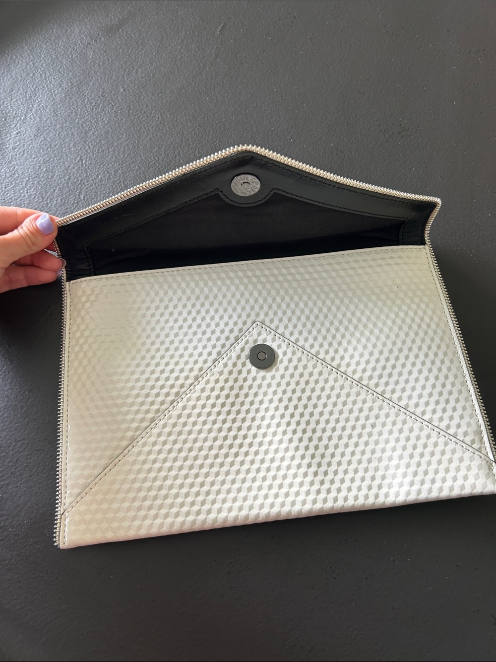 Rebecca Minkoff Two-Tone Black and White Envelope Clutch - Picture 3 of 5